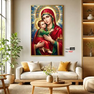 Đức mẹ Maria | Tranh hộp đèn cao cấp | Mã tranh 1027 | Tranh TÂM - Ảnh 3