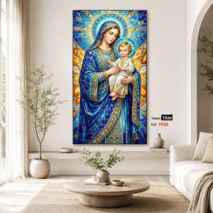 Đức mẹ Maria | Tranh hộp đèn cao cấp | Mã tranh 1032 | Tranh TÂM - Ảnh 4