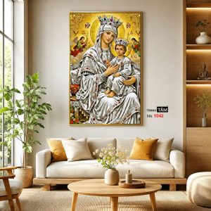 Đức mẹ Maria | Tranh hộp đèn cao cấp | Mã tranh 1042 | Tranh TÂM - Ảnh 3