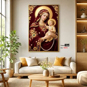 Đức mẹ Maria | Tranh hộp đèn cao cấp | Mã tranh 1073 | Tranh TÂM - Ảnh 3