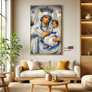 Đức mẹ Maria | Tranh hộp đèn cao cấp | Mã tranh 1077 | Tranh TÂM - Ảnh 3