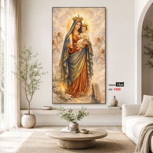 Đức mẹ Maria | Tranh hộp đèn cao cấp | Mã tranh 1080  | Tranh TÂM - Ảnh 4