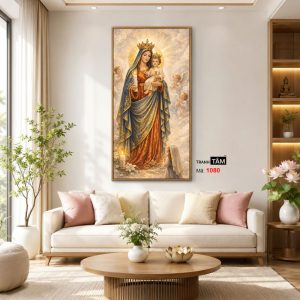 Đức mẹ Maria | Tranh hộp đèn cao cấp | Mã tranh 1080  | Tranh TÂM - Ảnh 3
