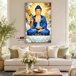 Phật Dược Sư (Dược Sư Lưu Ly Quang Như Lai) | Tranh hộp đèn cao cấp | Mã tranh 1116 | Tranh TÂM - Ảnh 4