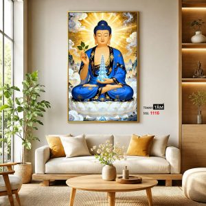 Phật Dược Sư (Dược Sư Lưu Ly Quang Như Lai) | Tranh hộp đèn cao cấp | Mã tranh 1116 | Tranh TÂM - Ảnh 3