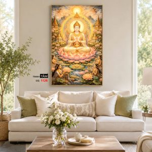 Đại Nhật Như Lai (Tỳ Lô Giá Na Phật) | Tranh hộp đèn cao cấp | Mã tranh 1126 | Tranh TÂM - Ảnh 4