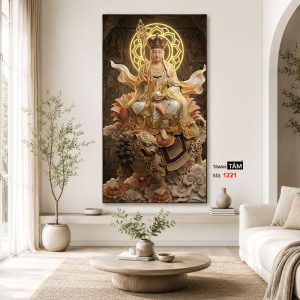 Địa Tạng Vương Bồ Tát | Tranh hộp đèn cao cấp | Mã tranh 1221 | Tranh TÂM - Ảnh 4