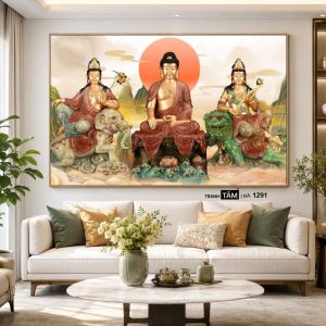 Hoa Nghiêm Tam Thánh | Tranh hộp đèn cao cấp | Mã tranh 1291 | Tranh TÂM - Ảnh 5