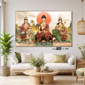 Hoa Nghiêm Tam Thánh | Tranh hộp đèn cao cấp | Mã tranh 1291 | Tranh TÂM - Ảnh 4