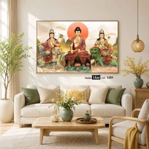Hoa Nghiêm Tam Thánh | Tranh hộp đèn cao cấp | Mã tranh 1291 | Tranh TÂM - Ảnh 3