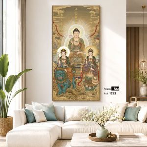 Hoa Nghiêm Tam Thánh | Tranh hộp đèn cao cấp | Mã tranh 1292 | Tranh TÂM - Ảnh 5