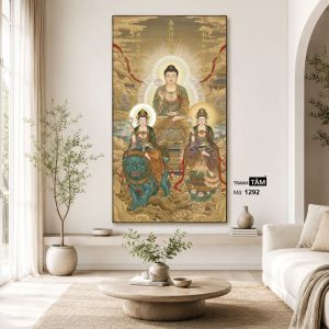 Hoa Nghiêm Tam Thánh | Tranh hộp đèn cao cấp | Mã tranh 1292 | Tranh TÂM - Ảnh 4
