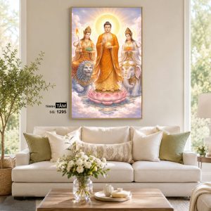 Hoa Nghiêm Tam Thánh | Tranh hộp đèn cao cấp | Mã tranh 1295 | Tranh TÂM - Ảnh 4