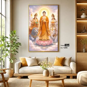 Hoa Nghiêm Tam Thánh | Tranh hộp đèn cao cấp | Mã tranh 1295 | Tranh TÂM - Ảnh 3