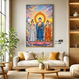 Hoa Nghiêm Tam Thánh | Tranh hộp đèn cao cấp | Mã tranh 1296 | Tranh TÂM - Ảnh 3