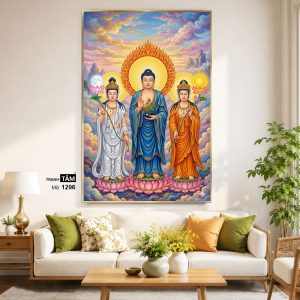 Alternative view of Hoa Nghiêm Tam Thánh | Tranh hộp đèn cao cấp | Mã tranh 1296 | Tranh TÂM