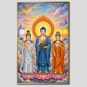 Hoa Nghiêm Tam Thánh | Tranh hộp đèn cao cấp | Mã tranh 1296 | Tranh TÂM