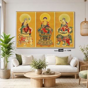 Hoa Nghiêm Tam Thánh | Tranh hộp đèn cao cấp | Mã tranh 1298 | Tranh TÂM - Ảnh 4
