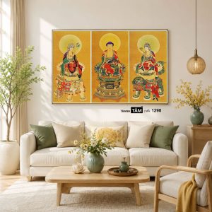 Hoa Nghiêm Tam Thánh | Tranh hộp đèn cao cấp | Mã tranh 1298 | Tranh TÂM - Ảnh 3