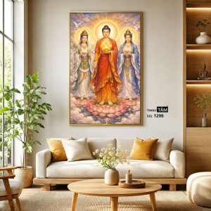 Hoa Nghiêm Tam Thánh | Tranh hộp đèn cao cấp | Mã tranh 1299  | Tranh TÂM - Ảnh 3