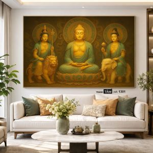 Hoa Nghiêm Tam Thánh | Tranh hộp đèn cao cấp | Mã tranh 1301 | Tranh TÂM - Ảnh 5