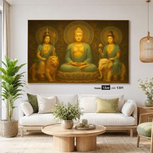 Hoa Nghiêm Tam Thánh | Tranh hộp đèn cao cấp | Mã tranh 1301 | Tranh TÂM - Ảnh 4