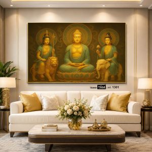 Alternative view of Hoa Nghiêm Tam Thánh | Tranh hộp đèn cao cấp | Mã tranh 1301 | Tranh TÂM