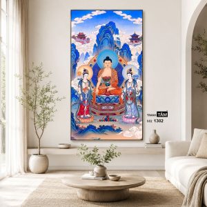 Hoa Nghiêm Tam Thánh | Tranh hộp đèn cao cấp | Mã tranh 1302 | Tranh TÂM - Ảnh 4