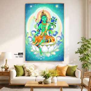 Alternative view of Đức Lục Độ Mẫu (Tara Xanh) | Tranh hộp đèn cao cấp | Mã tranh 1305 | Tranh TÂM