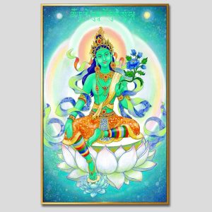 Đức Lục Độ Mẫu (Tara Xanh) | Tranh hộp đèn cao cấp | Mã tranh 1305 | Tranh TÂM