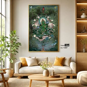 Đức Lục Độ Mẫu (Tara Xanh) | Tranh hộp đèn cao cấp | Mã tranh 1307 | Tranh TÂM - Ảnh 3