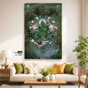Alternative view of Đức Lục Độ Mẫu (Tara Xanh) | Tranh hộp đèn cao cấp | Mã tranh 1307 | Tranh TÂM