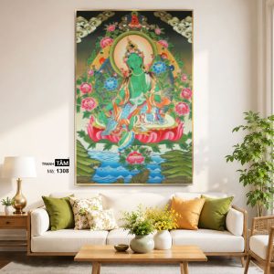 Alternative view of Đức Lục Độ Mẫu (Tara Xanh) | Tranh hộp đèn cao cấp | Mã tranh 1308 | Tranh TÂM