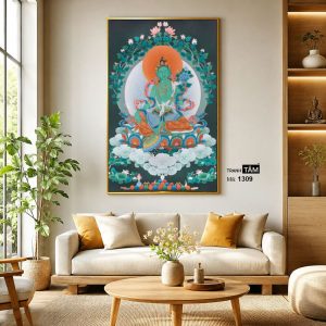 Đức Lục Độ Mẫu (Tara Xanh) | Tranh hộp đèn cao cấp | Mã tranh 1309 | Tranh TÂM - Ảnh 3