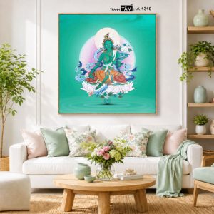 Đức Lục Độ Mẫu (Tara Xanh) | Tranh hộp đèn cao cấp | Mã tranh 1310 | Tranh TÂM - Ảnh 5