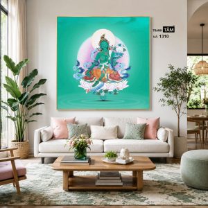 Đức Lục Độ Mẫu (Tara Xanh) | Tranh hộp đèn cao cấp | Mã tranh 1310 | Tranh TÂM - Ảnh 4