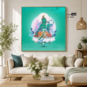 Alternative view of Đức Lục Độ Mẫu (Tara Xanh) | Tranh hộp đèn cao cấp | Mã tranh 1310 | Tranh TÂM