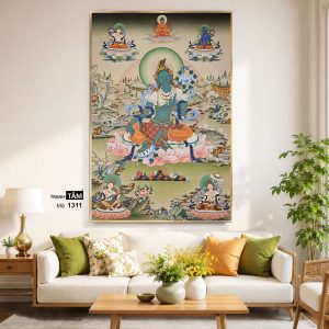 Alternative view of Đức Lục Độ Mẫu (Tara Xanh) | Tranh hộp đèn cao cấp | Mã tranh 1311 | Tranh TÂM
