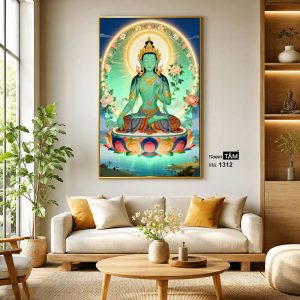 Đức Lục Độ Mẫu (Tara Xanh) | Tranh hộp đèn cao cấp | Mã tranh 1312 | Tranh TÂM - Ảnh 3