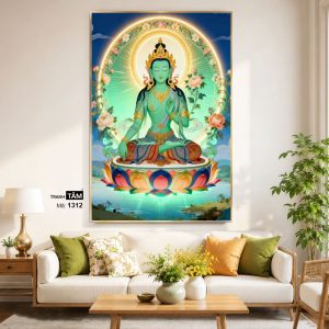 Alternative view of Đức Lục Độ Mẫu (Tara Xanh) | Tranh hộp đèn cao cấp | Mã tranh 1312 | Tranh TÂM