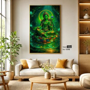 Đức Lục Độ Mẫu (Tara Xanh) | Tranh hộp đèn cao cấp | Mã tranh 1316 | Tranh TÂM - Ảnh 3