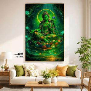 Alternative view of Đức Lục Độ Mẫu (Tara Xanh) | Tranh hộp đèn cao cấp | Mã tranh 1316 | Tranh TÂM