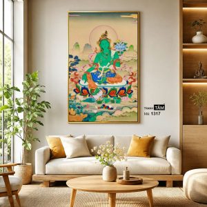 Đức Lục Độ Mẫu (Tara Xanh) | Tranh hộp đèn cao cấp | Mã tranh 1317 | Tranh TÂM - Ảnh 3