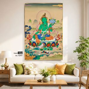 Alternative view of Đức Lục Độ Mẫu (Tara Xanh) | Tranh hộp đèn cao cấp | Mã tranh 1317 | Tranh TÂM