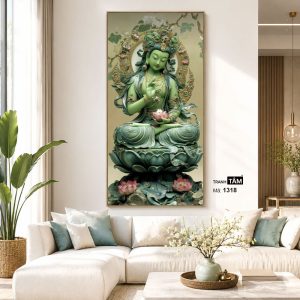 Đức Lục Độ Mẫu (Tara Xanh) | Tranh hộp đèn cao cấp | Mã tranh 1318 | Tranh TÂM - Ảnh 5