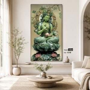 Đức Lục Độ Mẫu (Tara Xanh) | Tranh hộp đèn cao cấp | Mã tranh 1318 | Tranh TÂM - Ảnh 4