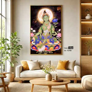 Đức Lục Độ Mẫu (Tara Xanh) | Tranh hộp đèn cao cấp | Mã tranh 1319 | Tranh TÂM - Ảnh 3