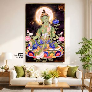 Alternative view of Đức Lục Độ Mẫu (Tara Xanh) | Tranh hộp đèn cao cấp | Mã tranh 1319 | Tranh TÂM
