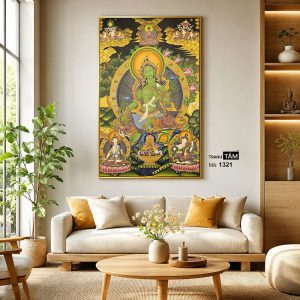 Đức Lục Độ Mẫu (Tara Xanh) | Tranh hộp đèn cao cấp | Mã tranh 1321 | Tranh TÂM - Ảnh 3