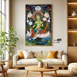 Đức Lục Độ Mẫu (Tara Xanh) | Tranh hộp đèn cao cấp | Mã tranh 1322 | Tranh TÂM - Ảnh 3
